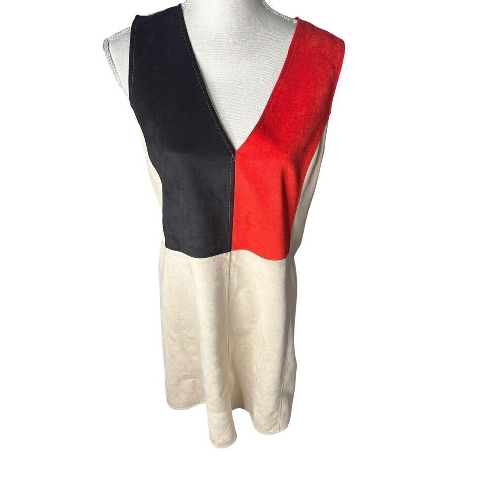 Zara micro-suede Mini Dress Color-Block Woman's size Large Party Vacation